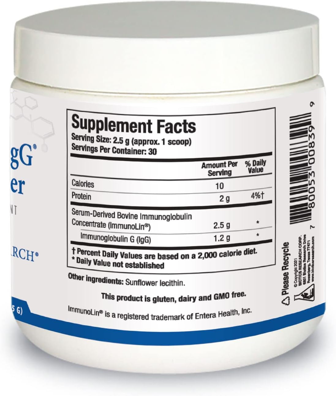 Immuno-Gg SBI Powder Easy-To-Mix Powder Formula, Ultimate Igg, Complete Gut Health and Immune Support, Dairy Free, Immunoglobulin Concentrate 2.6 Oz