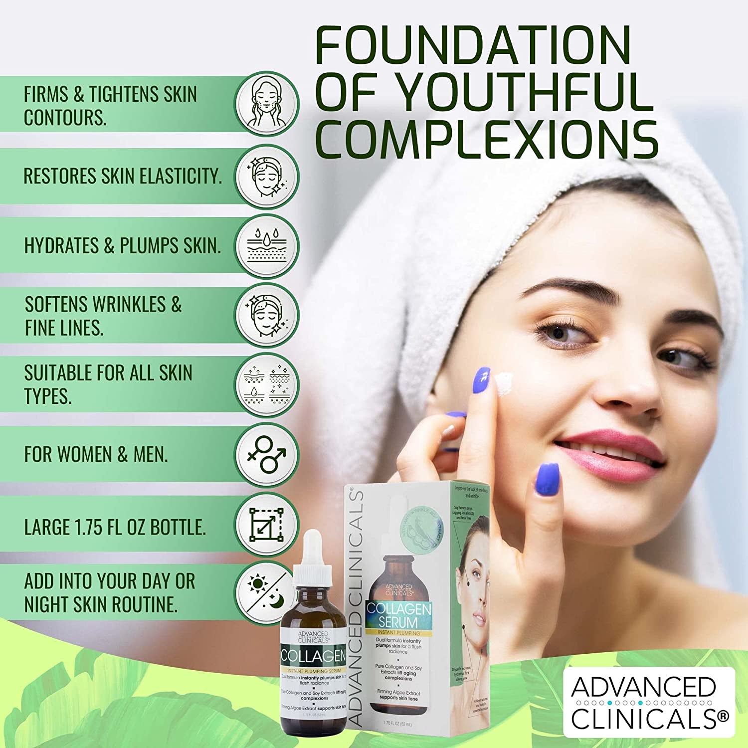 Advanced Clinicals Tea Tree Oil Serum for Face + Vitamin C Serum + Exfoliating 10% Glycolic Acid Serum Skincare Set | Face Serum for Women | anti Aging Serums to Brighten, Exfoliate, & Hydrate, 3-Set