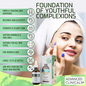 Advanced Clinicals Tea Tree Oil Serum for Face + Vitamin C Serum + Exfoliating 10% Glycolic Acid Serum Skincare Set | Face Serum for Women | anti Aging Serums to Brighten, Exfoliate, & Hydrate, 3-Set