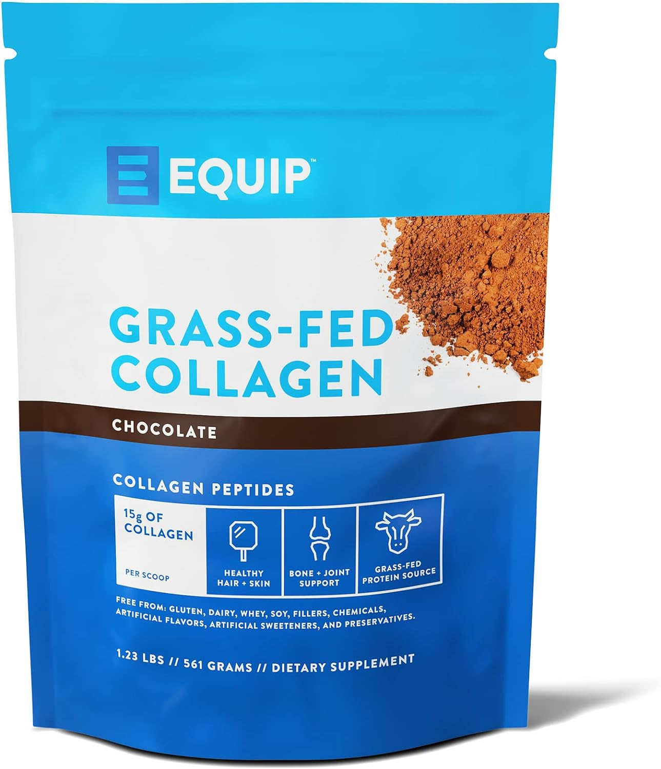 Equip Foods Grass Fed Collagen Powder -100% Hydrolyzed Bovine Collagen Peptides with Amino Acids - Prime Beef Collagen for Healthy Joints, Skin & 