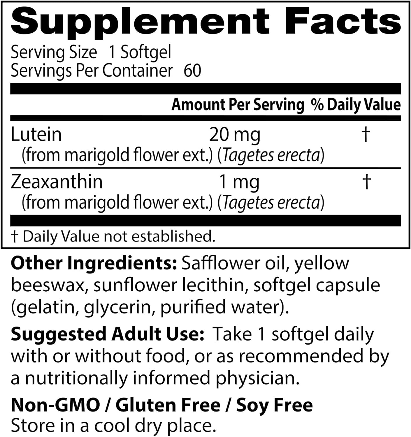 Lutein with Gluten Free, Vision Support, 60 Softgels