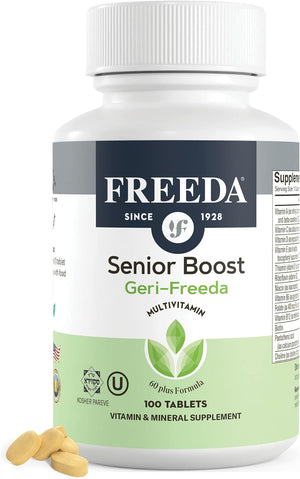 Freeda Senior Multivitamin - Kosher Vitamins for Men & Women 60 and over - One Daily Coated Tablet - Women’S & Men’S Vitamins Multivitamin 60 plus - Vitamins for Women over 60 plus Elderly (100 Count)