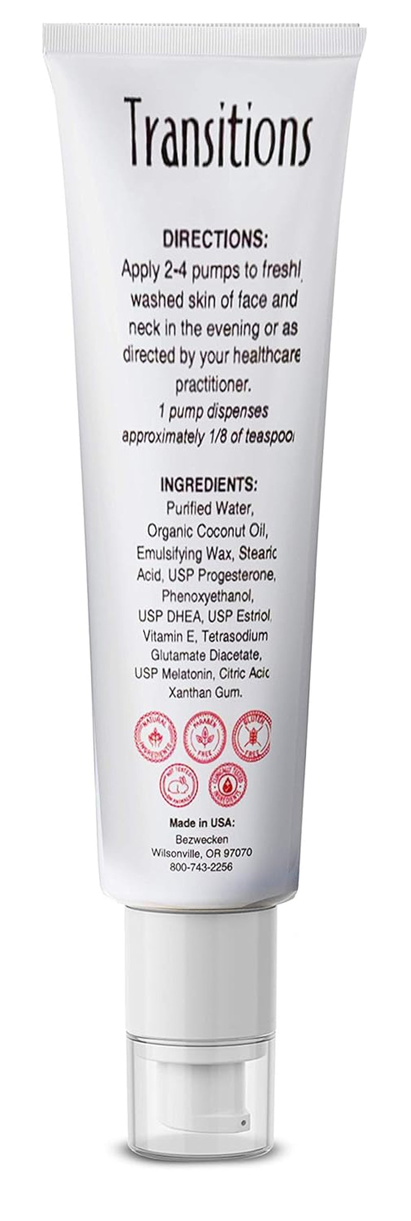 Bezwecken - Transitions - 2Oz Crème - Professionally Formulated Topical Wrinkle Treatment for Face & Neck - Safe, Natural, Paraben Free - 30 Day Supply