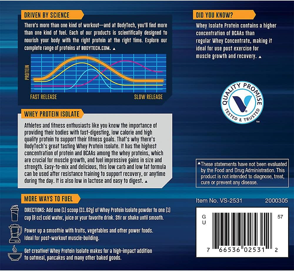 BODYTECH Whey Protein Isolate Powder - Fruity Cereal (Twelve 1.04 Oz. Packets) 