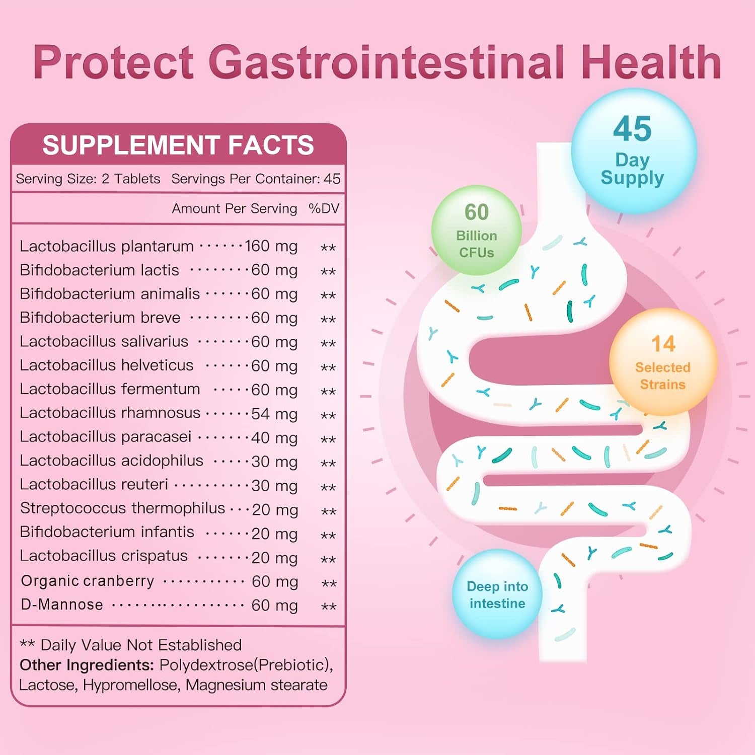 Probiotics-For-Women, Probiotics and Prebiotics, Cranberry and D-Mannose, 50-Billion-Cfus, Organic Probiotics for Digestive Health/Gut Health/Immune Booster/Weight Management, Women'S Probiotics 
