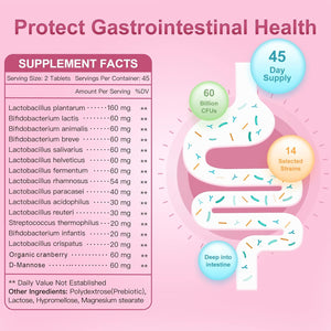Probiotics-For-Women, Probiotics and Prebiotics, Cranberry and D-Mannose, 50-Billion-Cfus, Organic Probiotics for Digestive Health/Gut Health/Immune Booster/Weight Management, Women'S Probiotics 