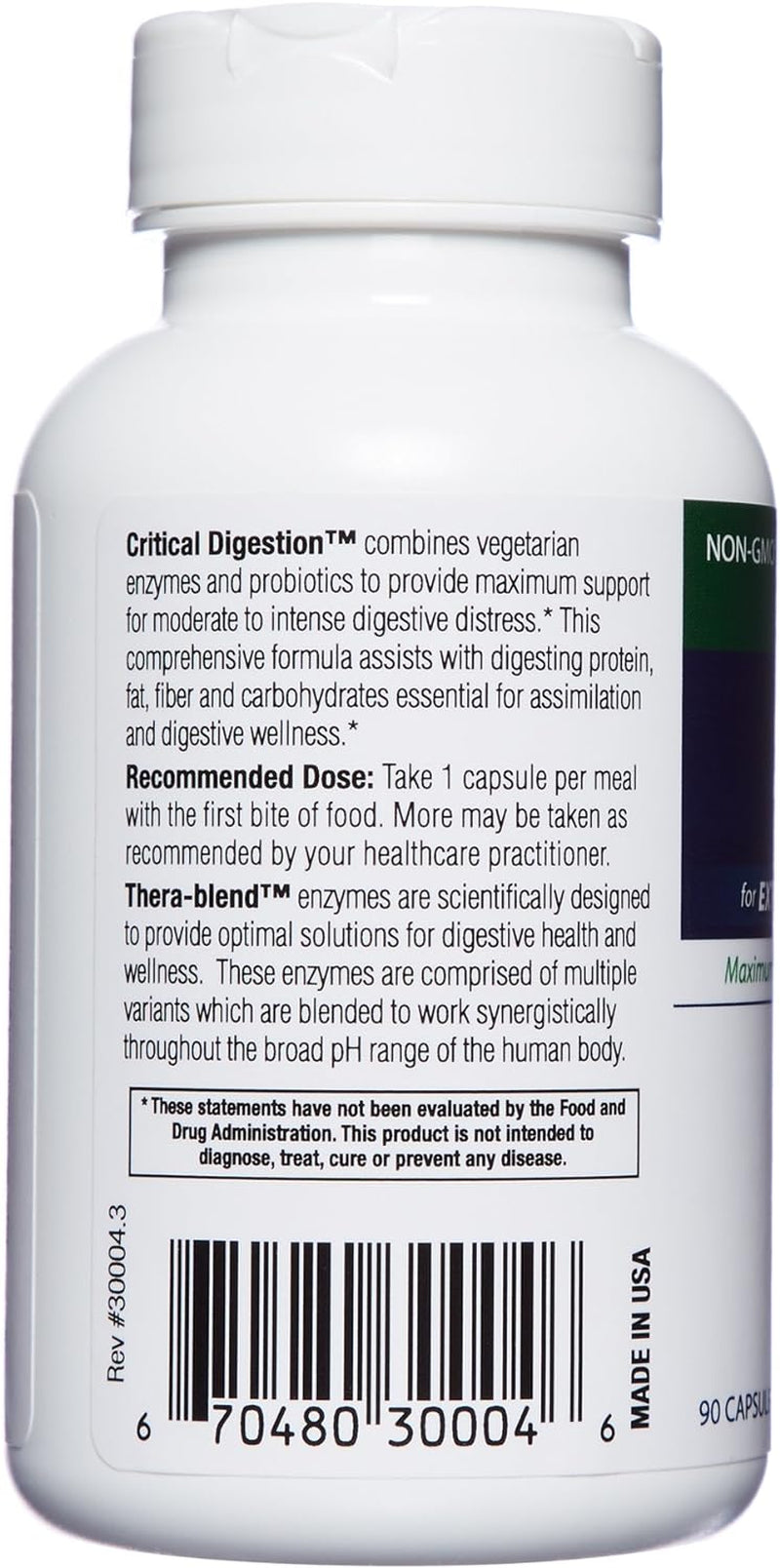 Critical Digestion, 90 Capsules – High Potency Support for Digestion, Bloating, Indigestion, & Irregularity – Probiotic– Gut Health Formula –Vegetarian