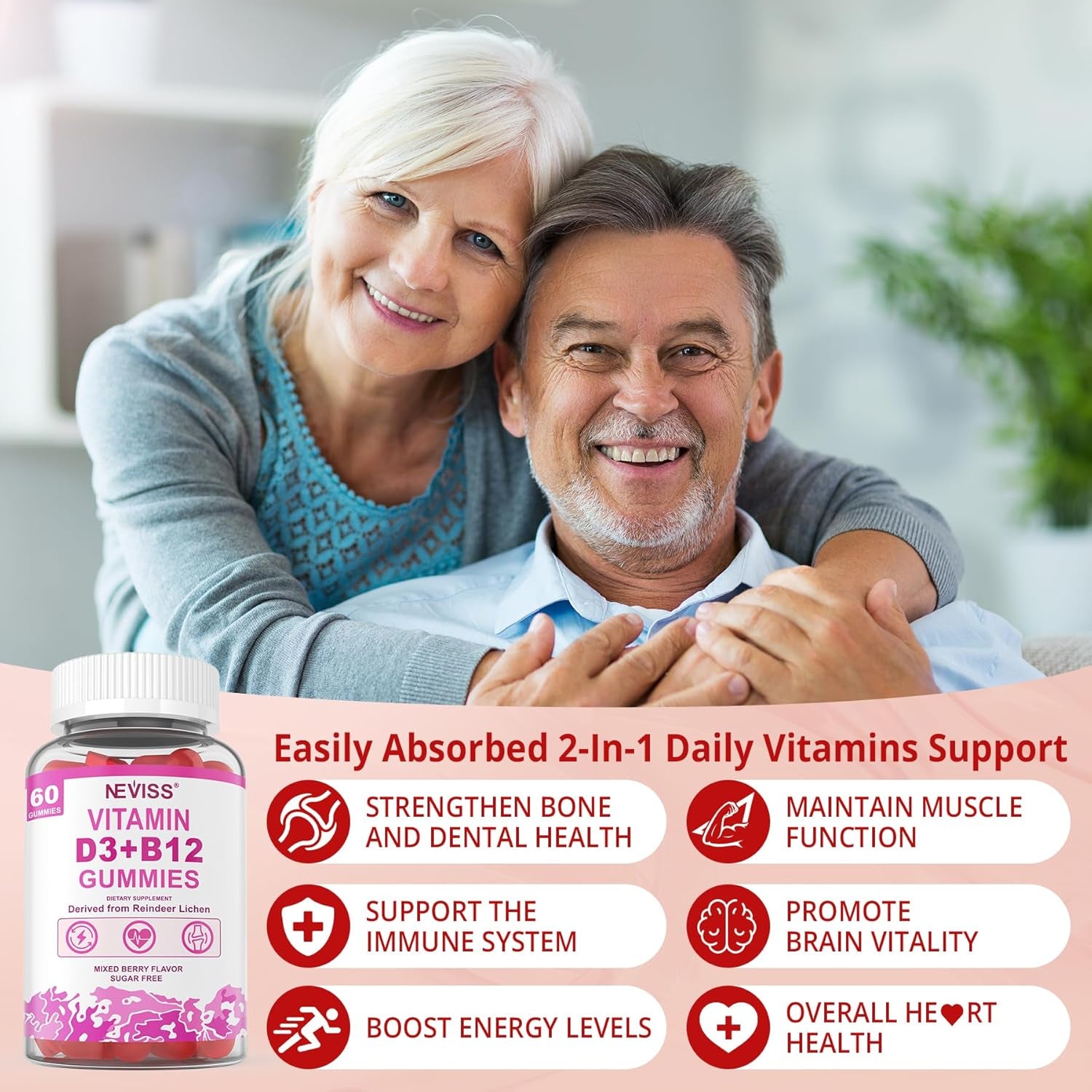 NEVISS Melatonin, Vitamin D3 + Vitamin B12 Gummies