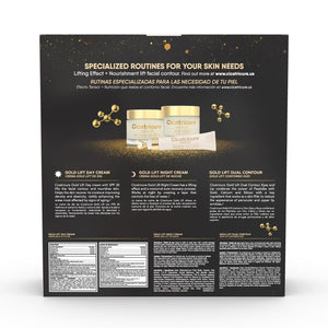 CICATRICURE Gold Lift anti Gravitational Wrinkles Skin Care Gift Set with Day Anti-Wrinkle Cream + SPF 30 , Night Anti-Wrinkle Cream & Dual Contour Eye and Lip Wrinkle Cream, 3 Piece Set