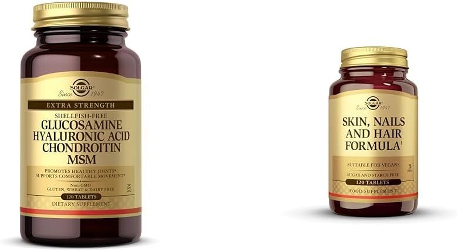 Solgar Glucosamine Hyaluronic Acid Chondroitin MSM, 120 Tablets - Supports Healthy Joints & Range of Motion & Flexibility - Extra Strength, Shellfish Free - Non-Gmo, Gluten Free - 40 Servings