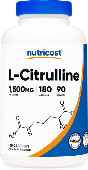 L-Citrulline 1500Mg, 180 Capsules - 750Mg per Capsule, Gluten Free, Non-Gmo, Packaging May Vary