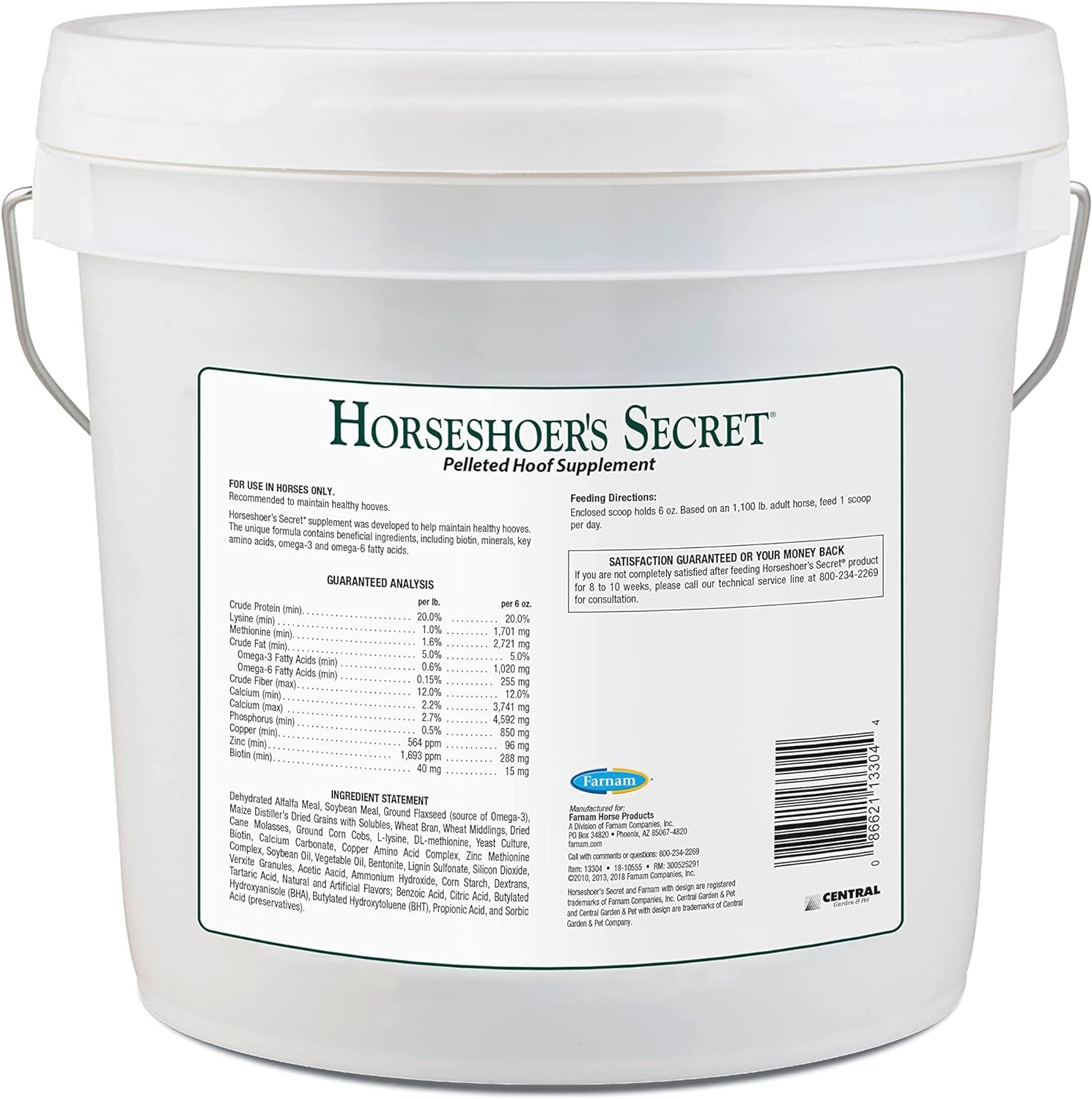 Farnam Horseshoer'S Secret Pelleted Hoof Supplements, Promotes Healthy Hoof Growth, Maintains Hoof Walls & Supports Cracked Hooves, 11 Lbs., 30 Day Supply 