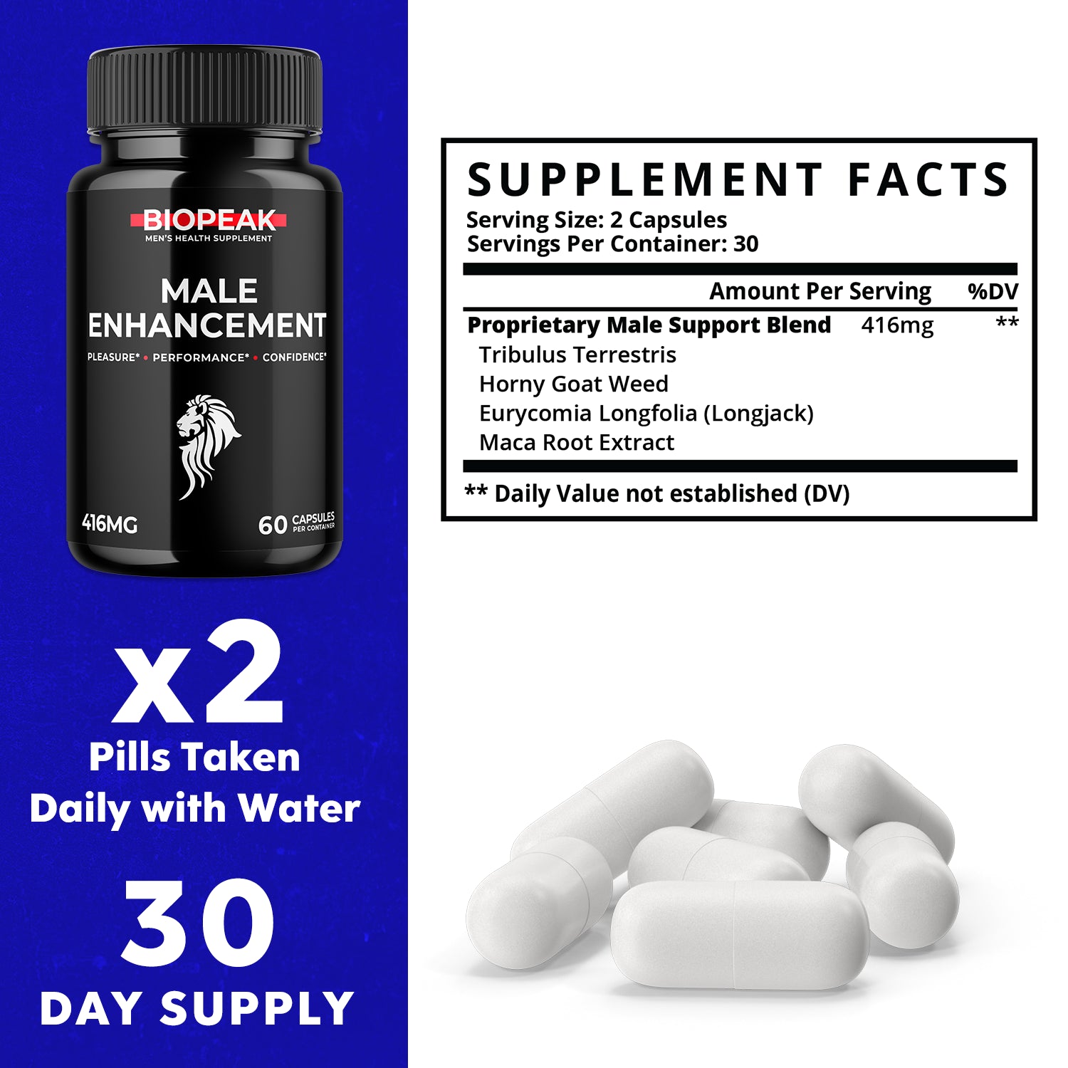 (2 Pack) Biopeak for Men, Bio Peak Advanced Male Support Pills (120 Capsules)