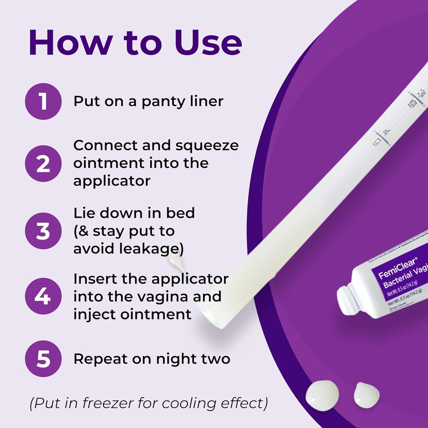 Femiclear (BV Symptoms - Vaginal Ointment for Fishy Odor, Excess Discharge, Itching & Discomfort Due to Bacterial Vaginosis, All-Natural and Organic Ingredients, 2-Day Dose 