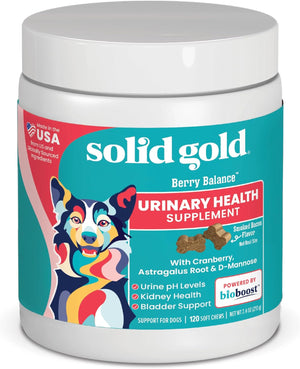 Solid Gold Cranberry Supplement for Dogs & Cats for Urinary Tract Health - Berry Balance UTI + Bladder + Kidney Support for Cats and Dogs with Antioxidants - Cranberry Powder - 3.5 Oz
