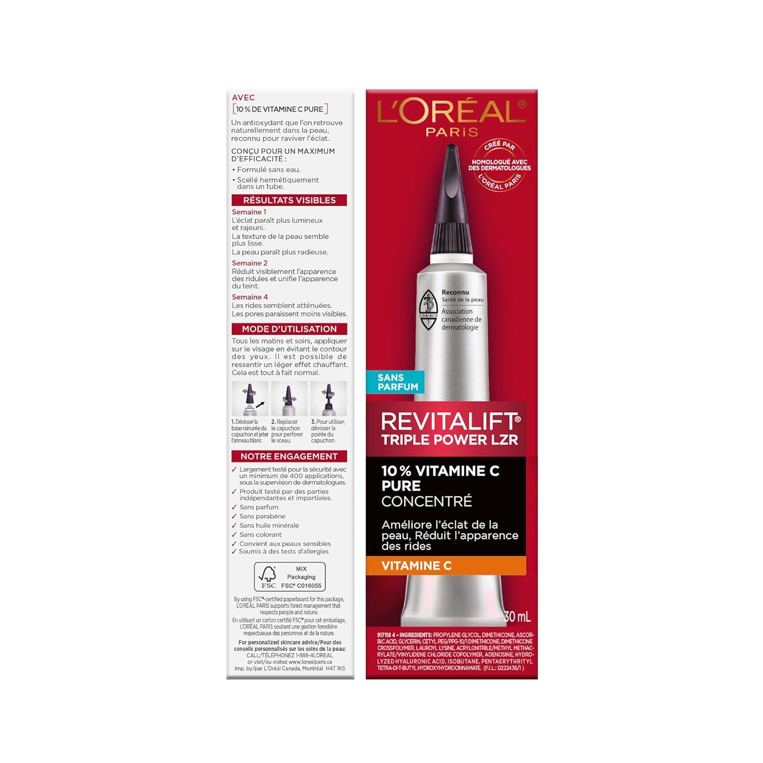 L'Oreal Paris Revitalift 10% Pure Vitamin C Face Serum, Brighter Skin, Reduced Wrinkles, Fragrance Free 1 0Z. 