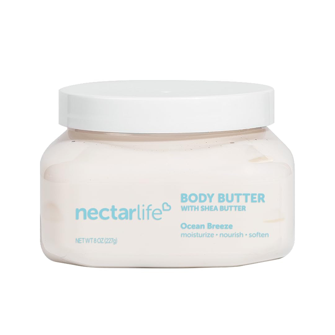 Nectar Bath Treats Body Butter, Whipped Shea Butter, Large Unscented Body Cream for Moisturizing Dry Skin, Hydrating Vegan Shea Lotion for Women, 16 Oz. (Fragrance Free, Large)