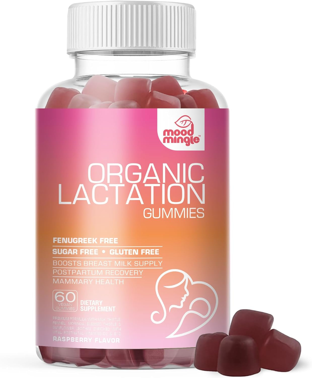 Lactation and Postpartum Support Gummies - with Blessed Thistle, Fennel Seed, Milk Thistle, Moringa, Sunflower Lecithin, Vitamin D3 & B12 - Increase Milk Supply Milk Production