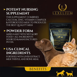 Nursing Supplement and Vitamins for Nursing Dogs and Cats - Nursing, Lactation and Recovery Supplement for Breeders - Muscle & Mental Development for Puppies and Kittens - 200G