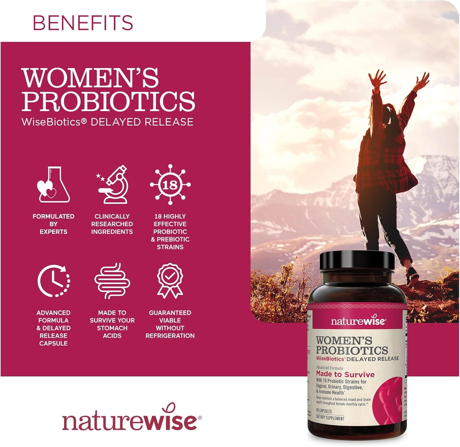 Probiotics for Women - Multi-Strain Probiotics with Prebiotics + Cranberry - Vaginal, PH Balance, Digestive, UT Health - 18 Unique Strains, 20 Billion CFU - 60 Capsules[2-Month Supply]