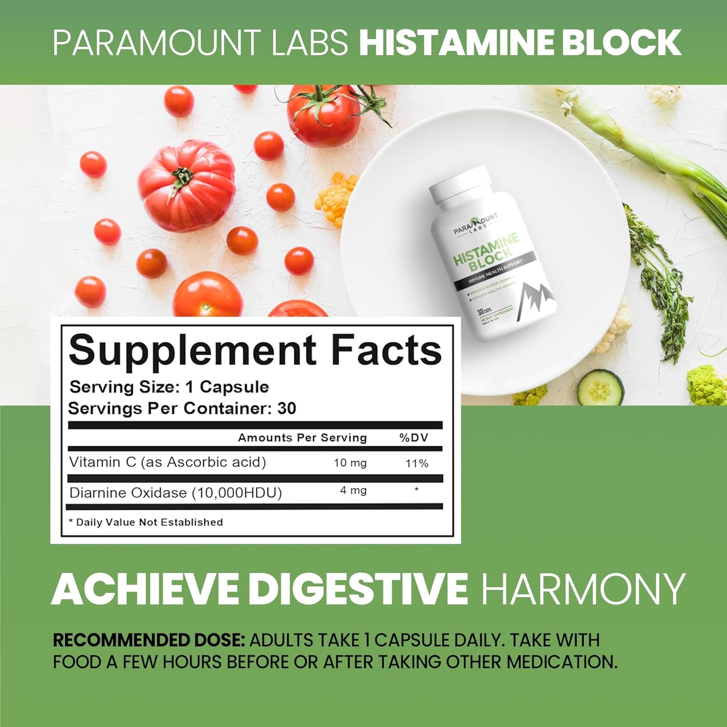 Premium Diamine Oxidase DAO Supplements Histamine Blocker - Food-Derived Histamine Intolerance Relief - DAO Enzyme Supplements - Made in USA - 30 Ct