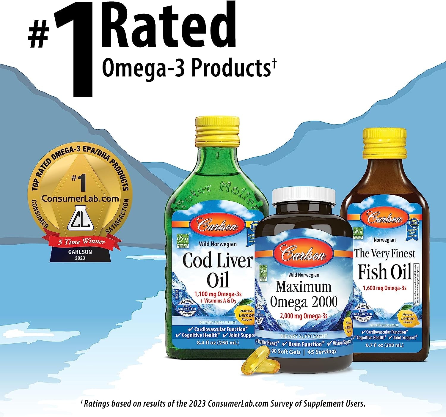 Carlson - Elite DHA Gems, 1000 Mg DHA, Wild Caught, Sustainably Sourced, Brain Function & Healthy Vision, 120 Softgels