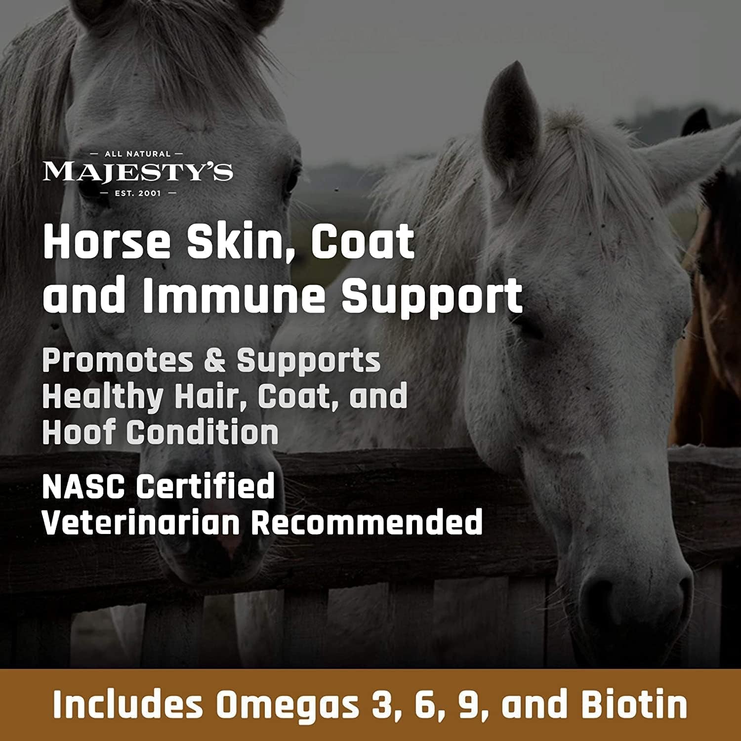 Majesty'S Omega Wafers - Superior Horse/Equine Skin, Coat, and Immune Support Supplement - Omega 3, 6, 9, and Biotin (Regular, 2 Pack(120 Count Total))