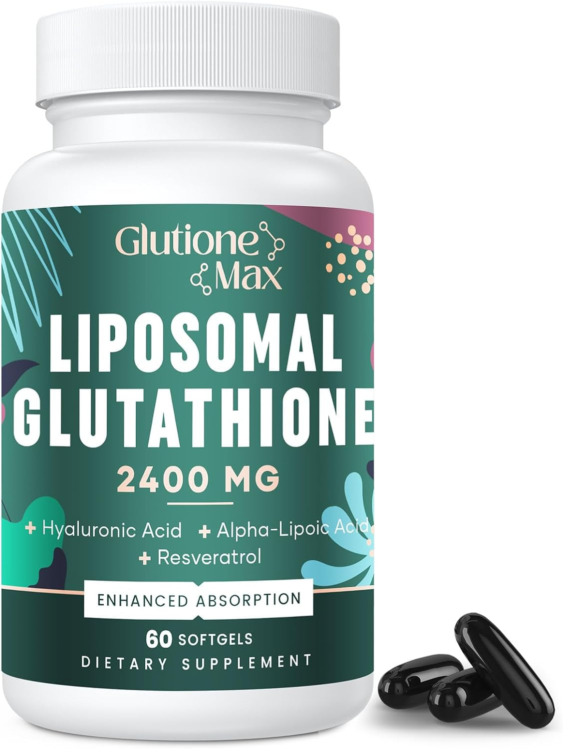 2400MG Liposomal Glutathione | Max Absorption | Glutathione Supplement with Hyaluronic Acid, Resveratrol, L - Glutathione Reduced, Non - GMO 