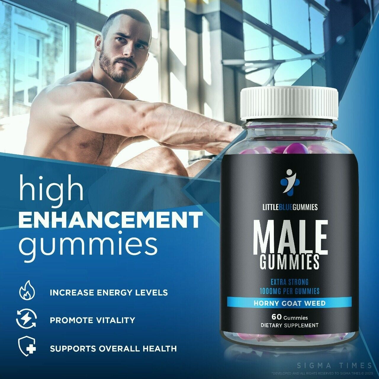Little Blue Male Gummies to Boost T-Levels for Enhanced Intimate Drive 60Ct