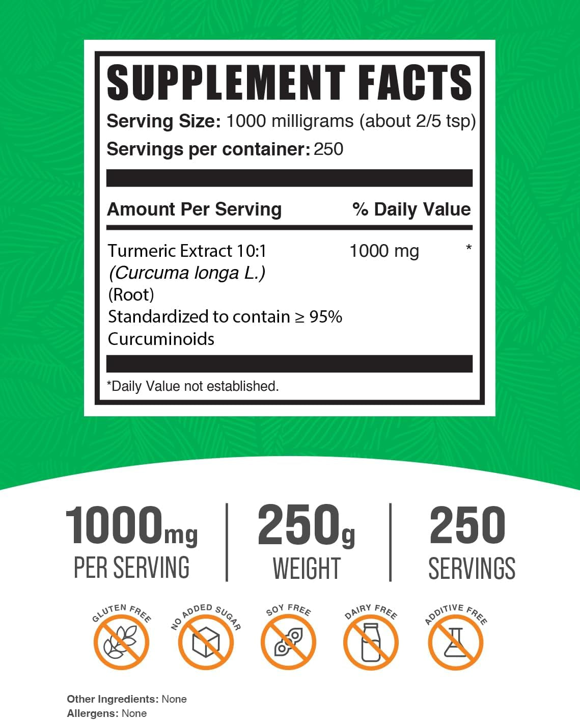 Bulksupplements.Com Turmeric Extract Powder - from Turmeric Root, Curcumin Supplements 1000Mg, Turmeric Curcumin Powder - Gluten Free, 1000Mg per Serving, 1Kg (2.2 Lbs) (Pack of 1)