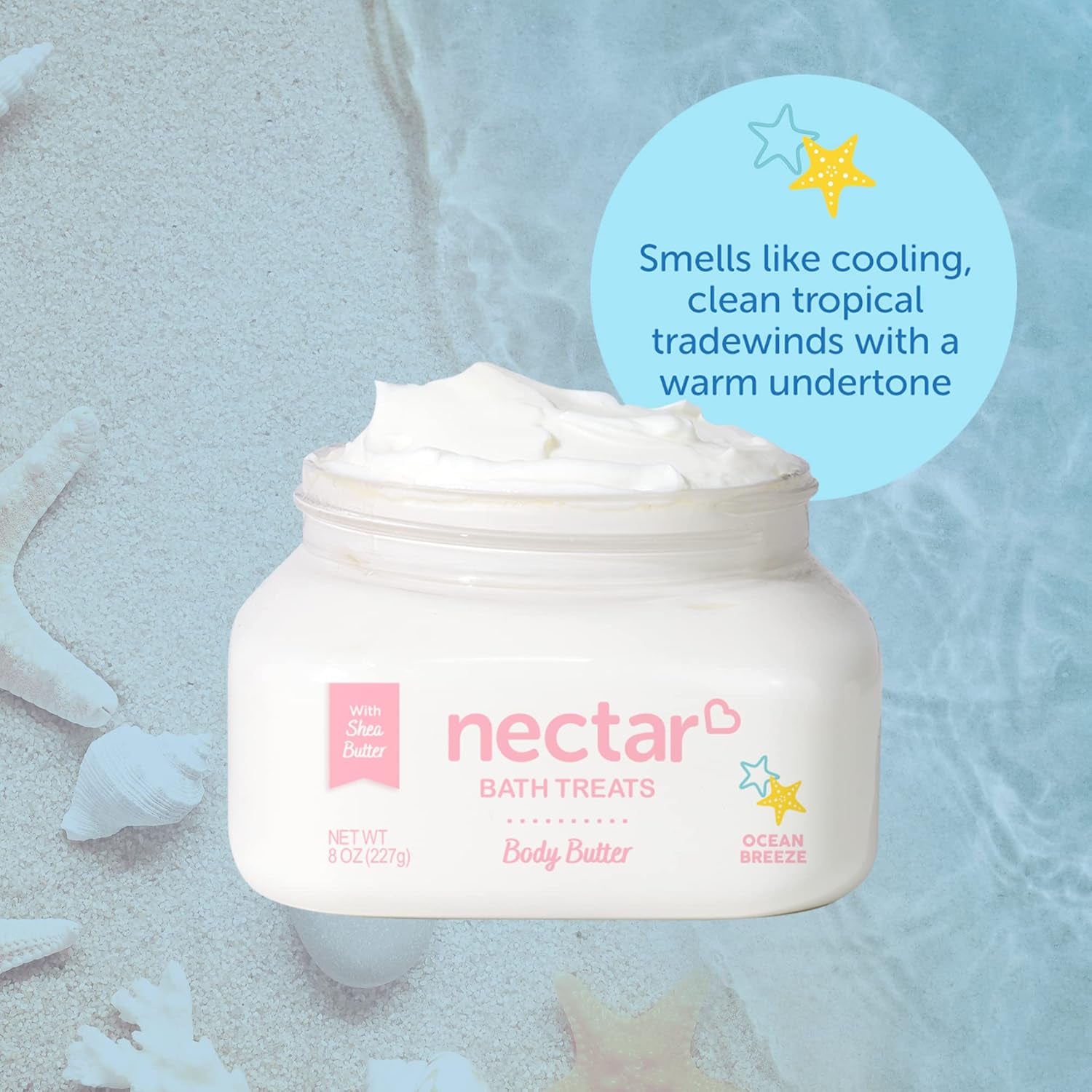 Nectar Bath Treats Body Butter, Whipped Shea Butter, Large Unscented Body Cream for Moisturizing Dry Skin, Hydrating Vegan Shea Lotion for Women, 16 Oz. (Fragrance Free, Large)
