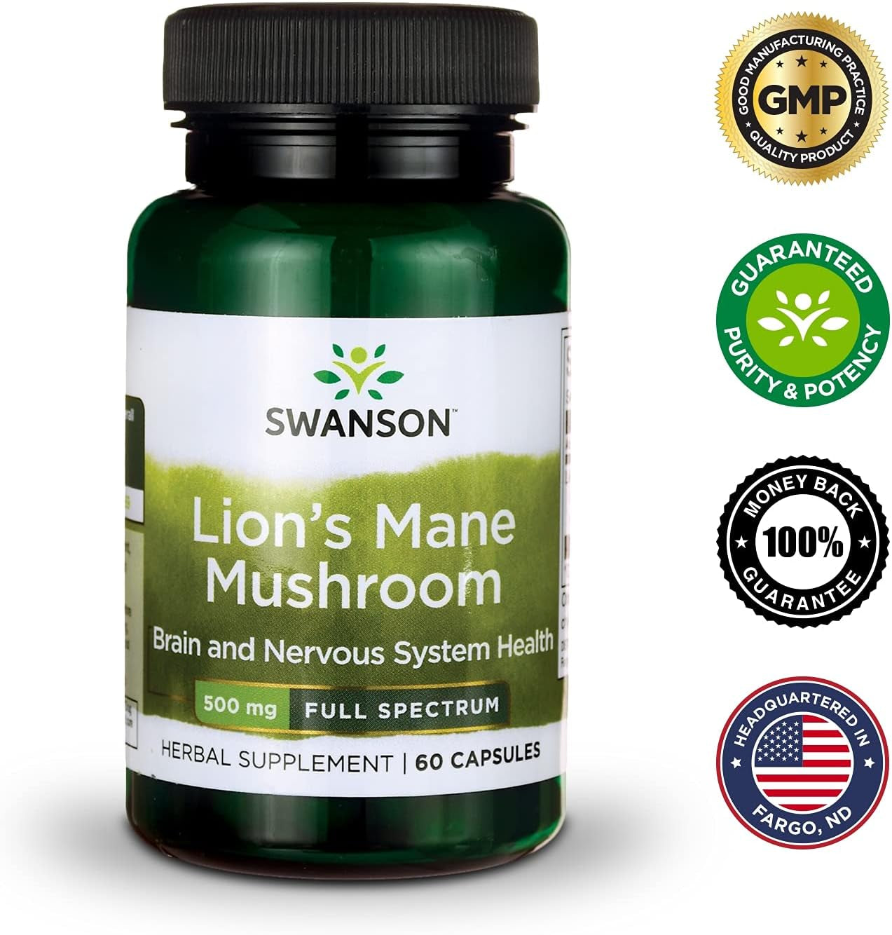 Lion'S Mane Mushroom Capsules - 500 Mg Each, 60 Capsules - Herbal Supplement Supporting Cognitive Function