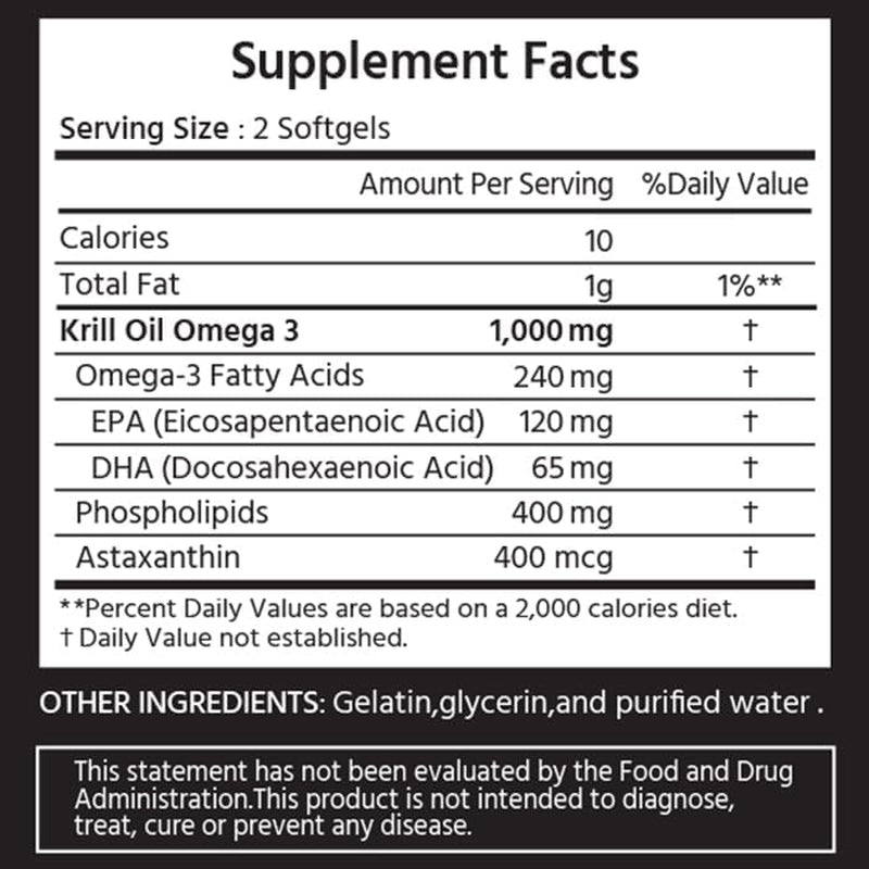 Krill Oil Mini Omega 3 1000 Mg, 120 Softgels.