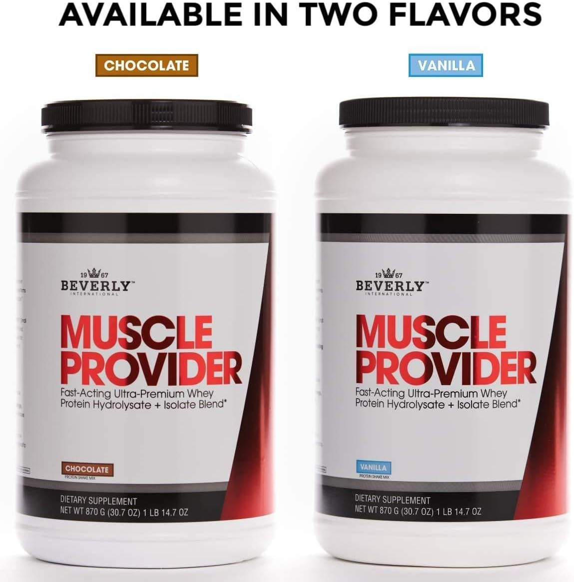Beverly International Muscle Provider, 30 Servings, Chocolate. Super-Fast-Absorbing Whey Protein Powder for Recovery, Lean Muscle. Fills Your Muscles, Not Your Stomach. Tastes like Ice Cream! 