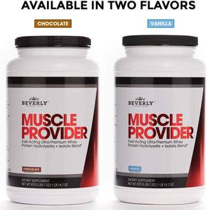Beverly International Muscle Provider, 30 Servings, Chocolate. Super-Fast-Absorbing Whey Protein Powder for Recovery, Lean Muscle. Fills Your Muscles, Not Your Stomach. Tastes like Ice Cream! 