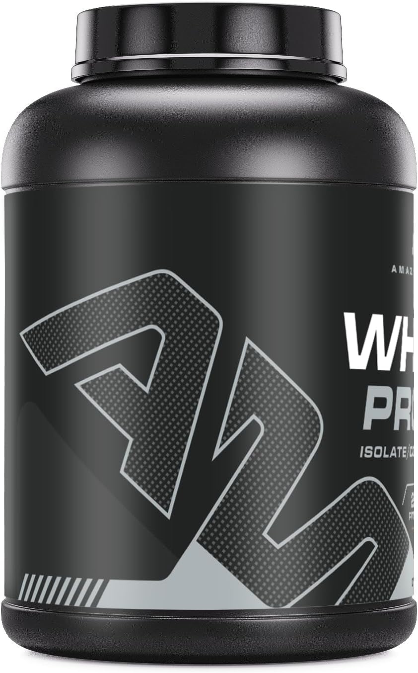 Amazing Muscle 100% Whey Protein Powder *Advanced Formula with Whey Protein Isolate as a Primary Ingredient along with Ultra Filtered Whey Protein Concentrate (Banana, 5 Lb)
