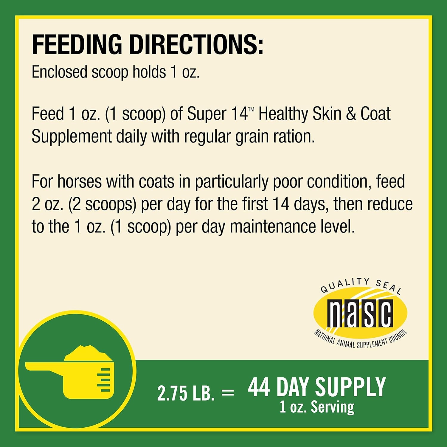 Farnam Super 14 Healthy Skin & Coat Supplement for Horses, Keeps Coats Shiny & Gleaming Year-Round 2.75 Pound, 44 Day Supply