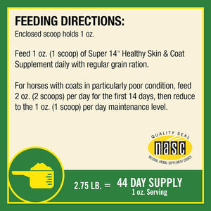 Farnam Super 14 Healthy Skin & Coat Supplement for Horses, Keeps Coats Shiny & Gleaming Year-Round 2.75 Pound, 44 Day Supply