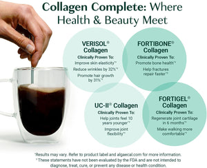 ALGAECAL Hydrolyzed Collagen Complete - Anti-Aging Collagen Powder with Clinically-Supported Beauty Collagen + Free Triple Power Omega 3 Fish Oil 7 Single Serve