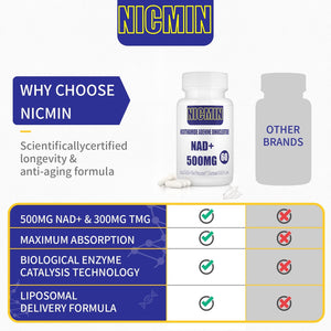Liposomal NAD+ Supplement 800Mg with TMG 300Mg, Max Absorption Actual NAD+ Supplement（Not a Precursor for Cell Energy, Healthy Aging and Muscle Repair 60 Capsules