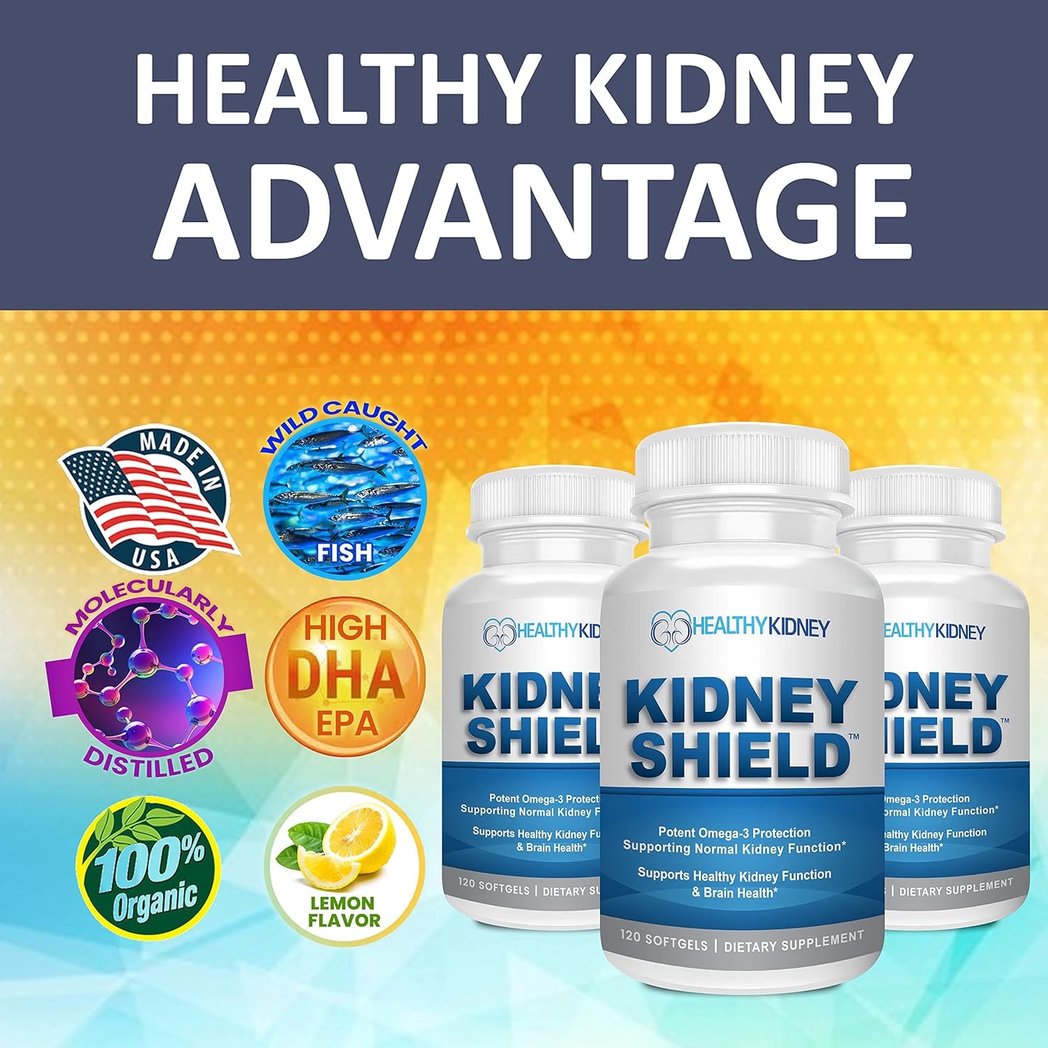 Kidney Shield 120 Caps Kidney Supplement to Support Normal Kidney Function and Support Kidney Health for Kidney Cleanse Omega 3