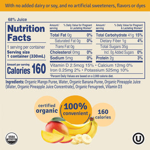 Lactation Smoothie, Mango Banana, Supports Breastmilk Production for Nursing and Pumping - No Artificial Sweeteners, Flavors or Dyes – 4 Pack