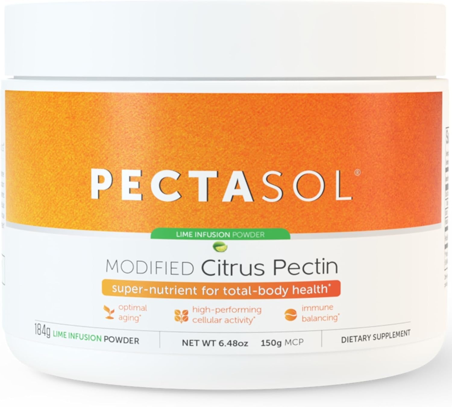 Econugenics Pectasol Modified Citrus Pectin Cellular Health and Immune System Supplement - Lime Infusion Powder - Maintain Healthy Galectin-3 Levels 
