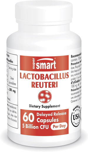 Supersmart - Lactobacillus Reuteri 5 Billion CFU per Day - Probiotic Supplement | Non-Gmo & Gluten Free - 60 DR Capsules