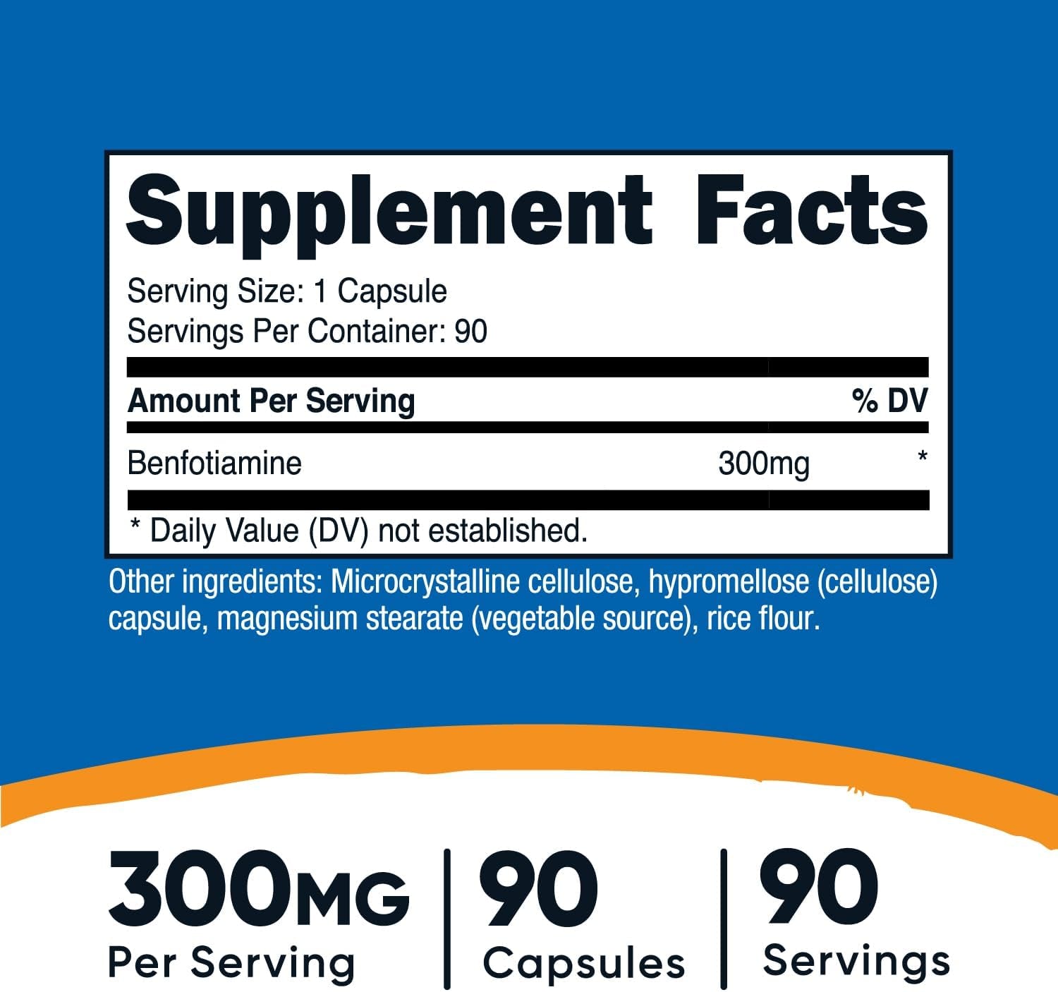 Nutricost Benfotiamine 300Mg, 90 Capsules - Gluten Free, Non-Gmo, and Vegetarian Friendly
