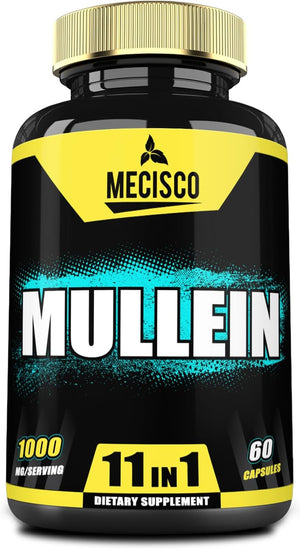 210 Capsules - 11In1 Mullein Leaf Capsules with Panax Ginseng Root, Cordyceps Sinensis & More - Support Respiratory Health, Immune System, Energy Production & Comfortable Mind 