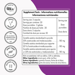 '- Centella Asiatica 180Mg per Day - Gotu Kola Extract Supplement | Non-Gmo & Gluten Free - 90 Vegetarian Capsules