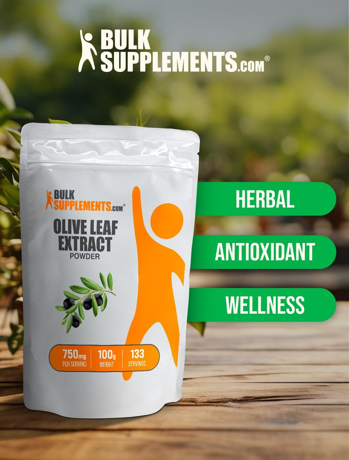 Bulksupplements.Com Olive Leaf Extract Powder - Herbal Supplement, Antioxidant Source, Olive Leaf Powder - Gluten Free, 750Mg per Serving, 250G (8.8 Oz) (Pack of 1)