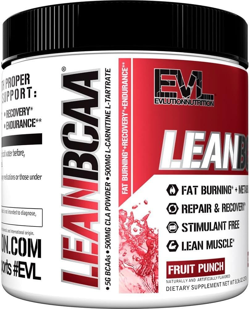 Evlution Stimulant Free Lean BCAA Powder Nutrition Bcaas Amino Acids Powder with CLA Carnitine and 2:1:1 Branched Chain Amino Acids Supports Muscle Recovery Fat Burn and Metabolism - Blue Raz