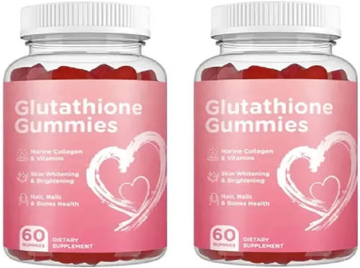 Glutathione Glow Gummies 1,000Mg per Serving | Vitamin C 100Mg Marine Collagen for Women | Colageno for Women Glow Beauty Collagen Folic Acid | 2 Months Supply Vegan Non GMO 60 Capsules 2 Pack, Red